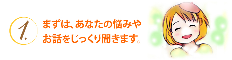 まずはあなたの悩みやお話をじっくり聞きます
